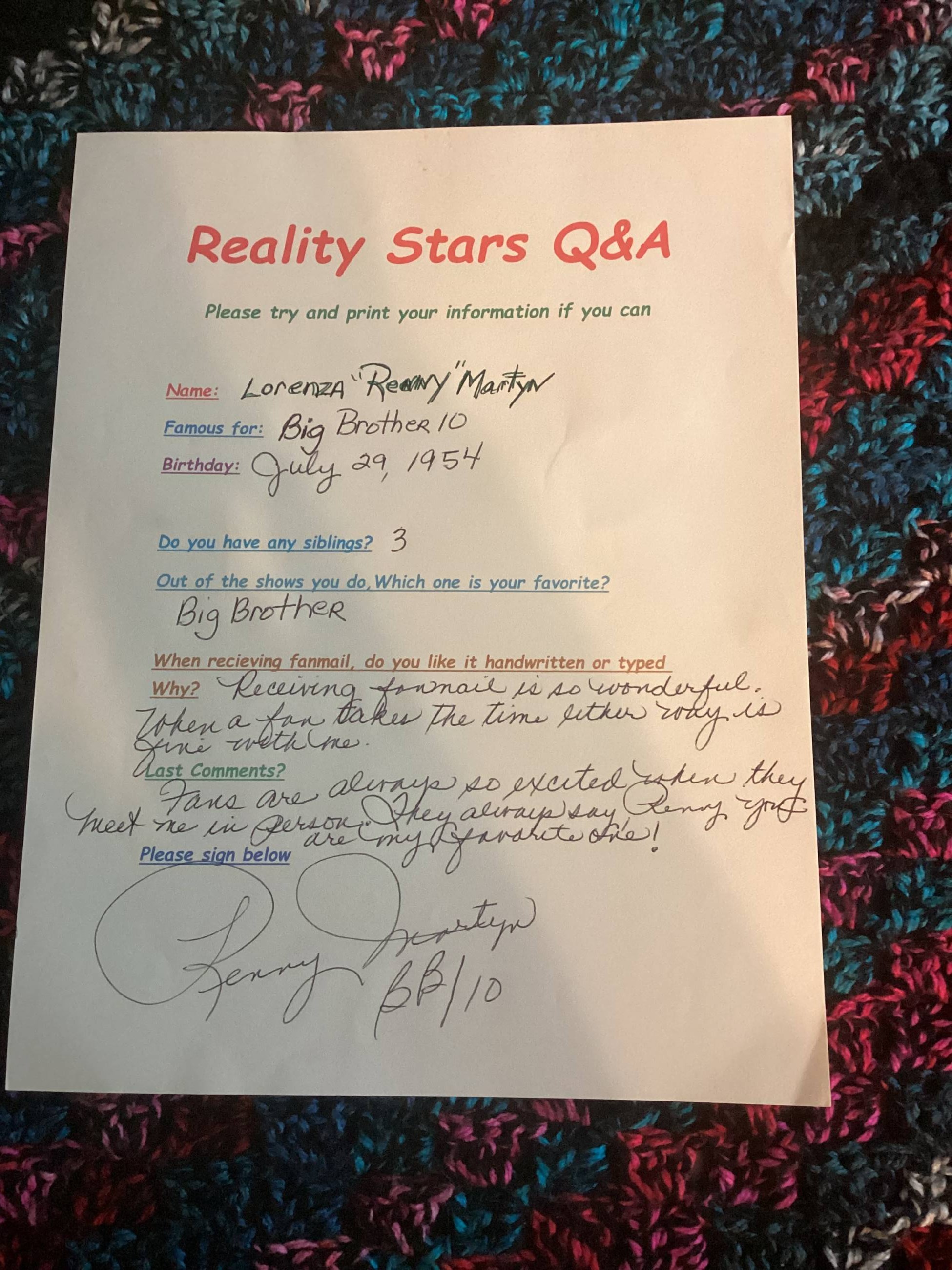 Renny Martyn autograph